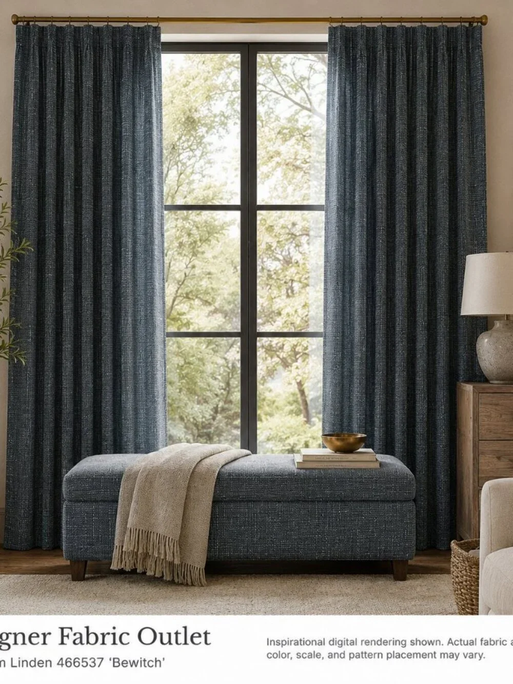MAHARAM LINDEN Bewitch 5 Yards Blue Gray Wool Fabric Luxury Designer
